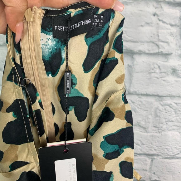 PrettyLittleThing Satin Leopard CowlNeck MidiDress - Picture 11 of 13